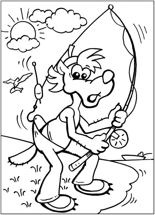 Раскраски для детей по мультфильму ну Погоди. Заяц и Волк.  