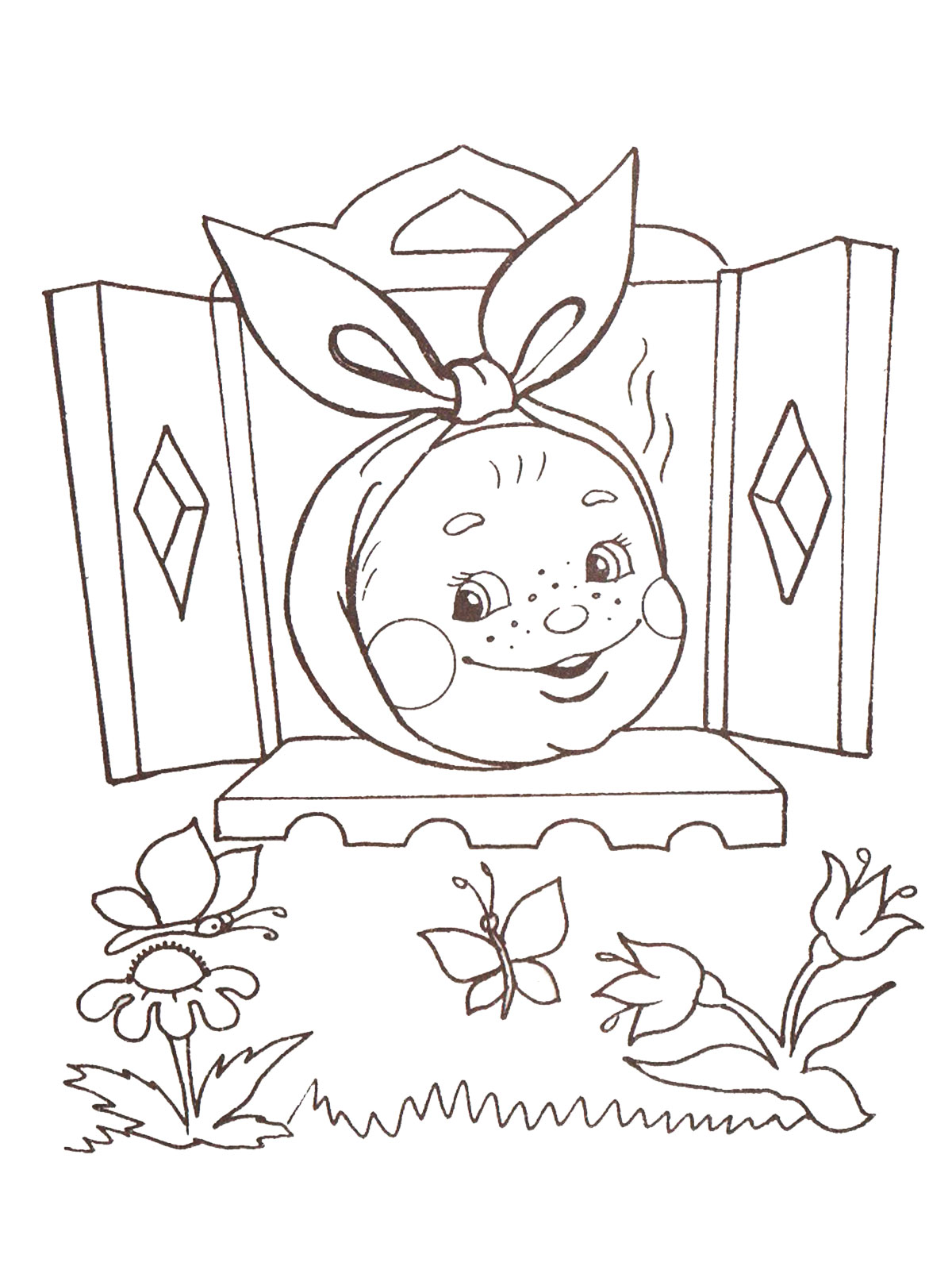 Раскраски из сказки колобок