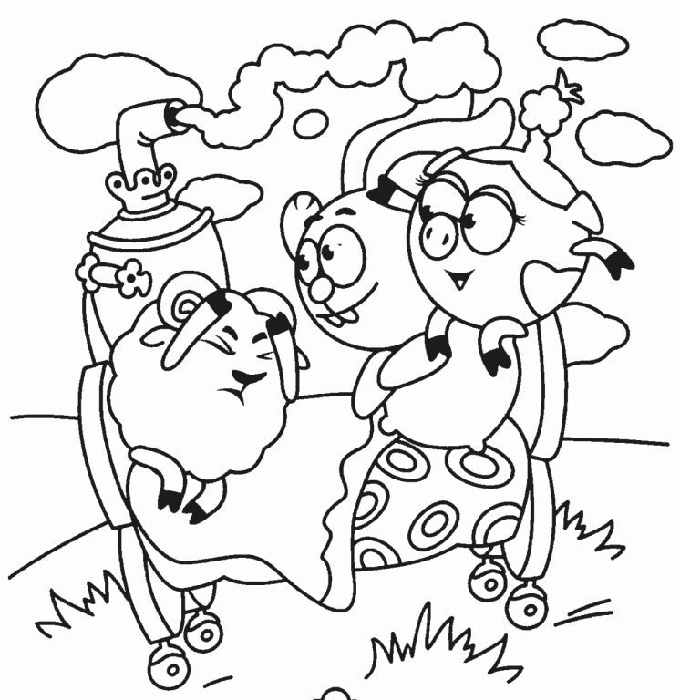 Раскраски для девочек смешарики.                            