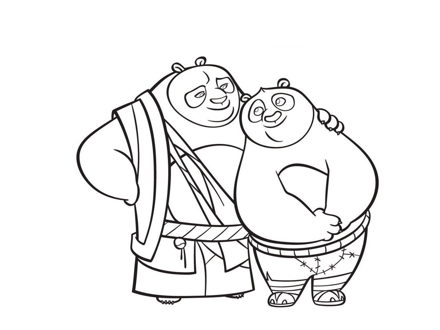 Раскраска для детей Кунг Фу Панда. Раскрась панду.           