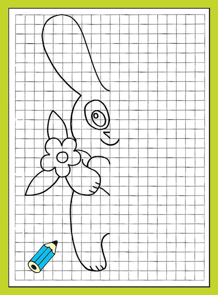 Необходимо дорисовать половину. Обучающая раскраска для детей. Половинка.