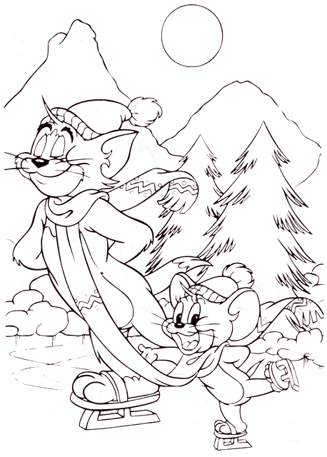 Раскраски для девочек про Кота Тома и мышь Джерри.          