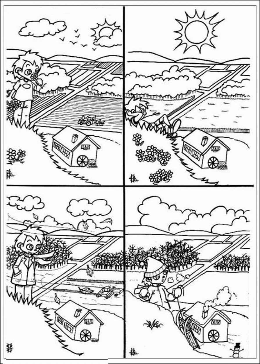 Раскраски времена года для детей и самых маленьких малышей. 