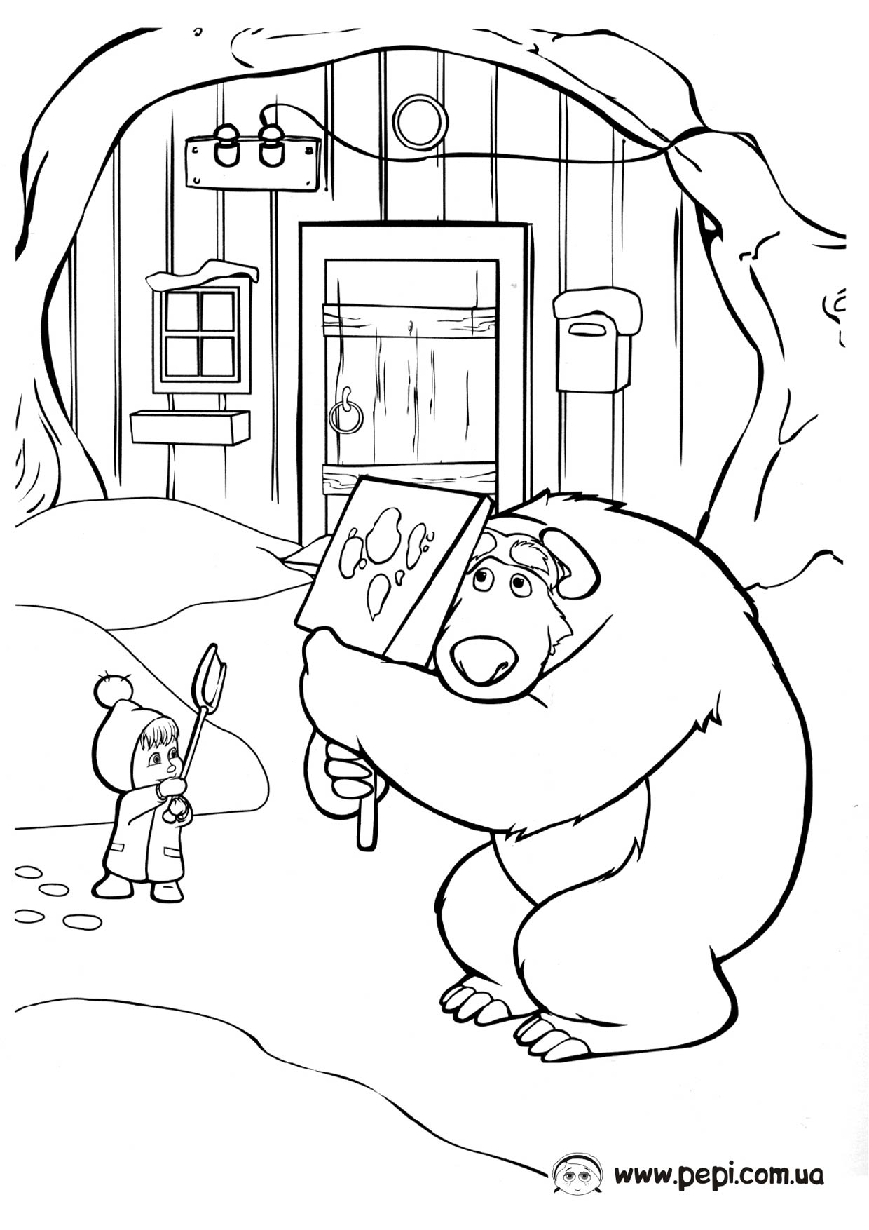 Детские раскраски Маша и медведь. Раскраски для девочек. Маша и медведь.