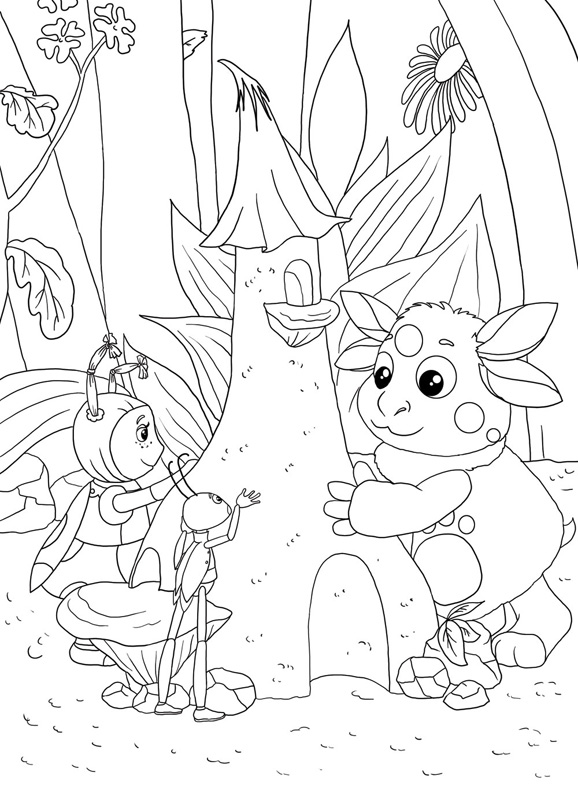 Раскраска для детей лунтик и его лучшие друзья              