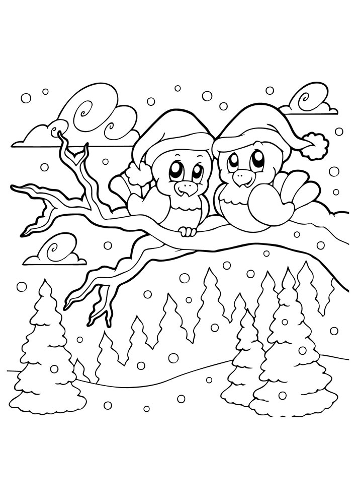 Раскраски для детей на тему зима. Зима в нашем лесу. Белый снег.