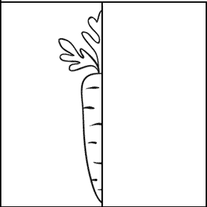 Необходимо дорисовать половину. Обучающая раскраска для детей. Половинка.