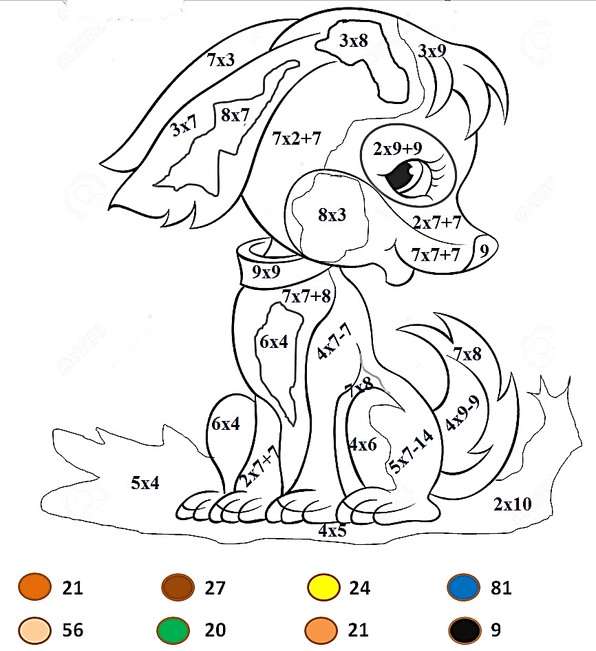 Математические раскраски для решения примеров, задач, неравенств.