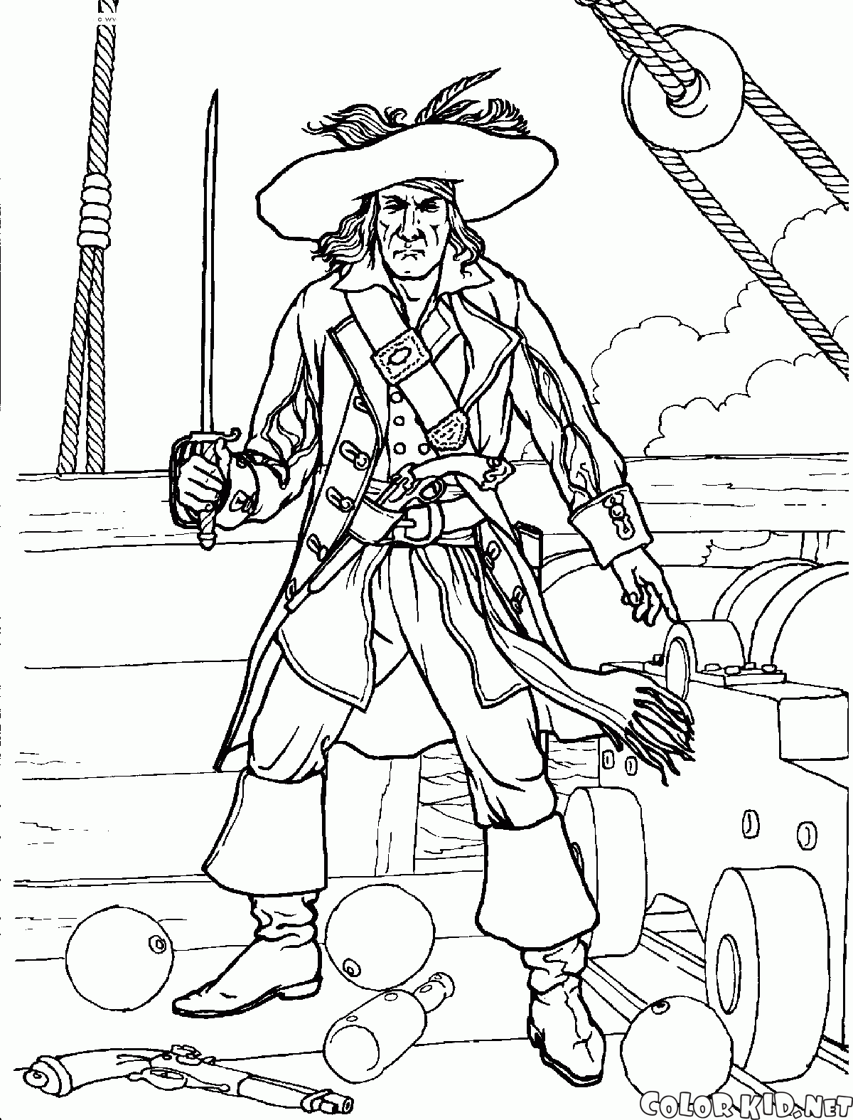 Раскраски про пиратов. Пираты Карибского моря. Пираты на море.