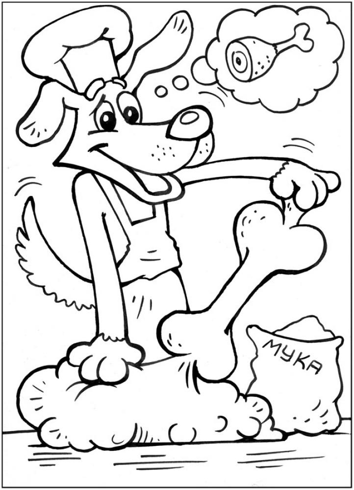 Раскраска для детей. Трое из Простоквашино. Дядя Федор.      