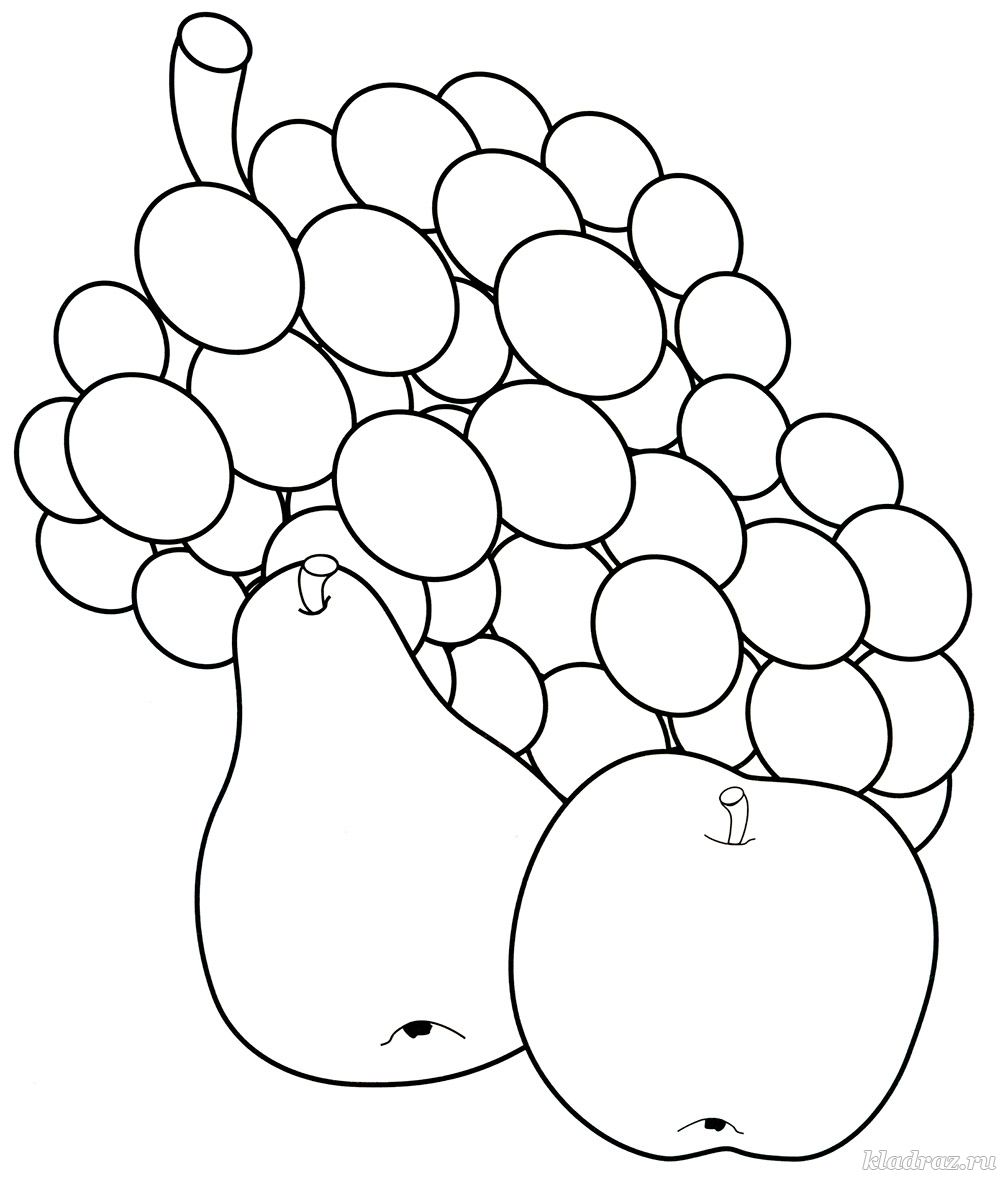 раскраски для детей фрукты. Раскраски для детского сада.    