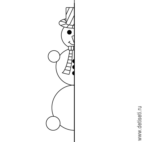 Необходимо дорисовать половину. Обучающая раскраска для детей. Половинка.