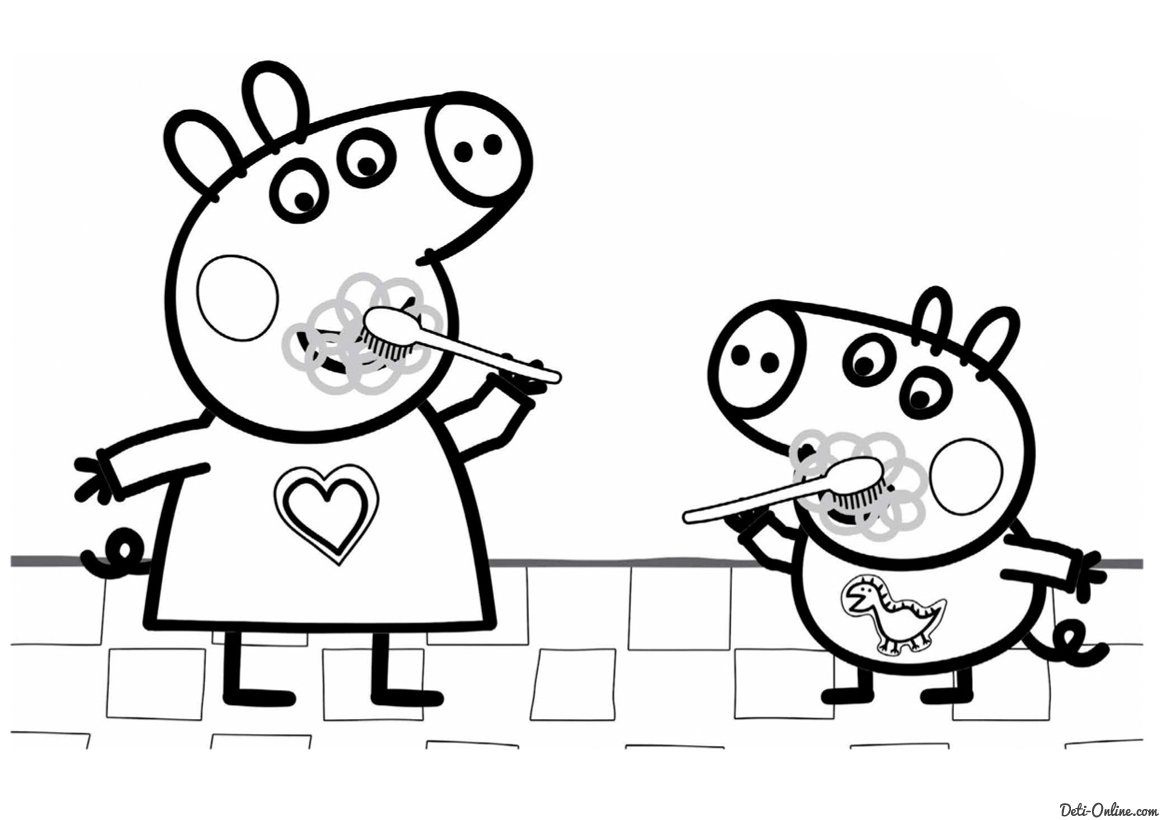 Раскраска Свинка Пеппа и ее семья для девочек.                      