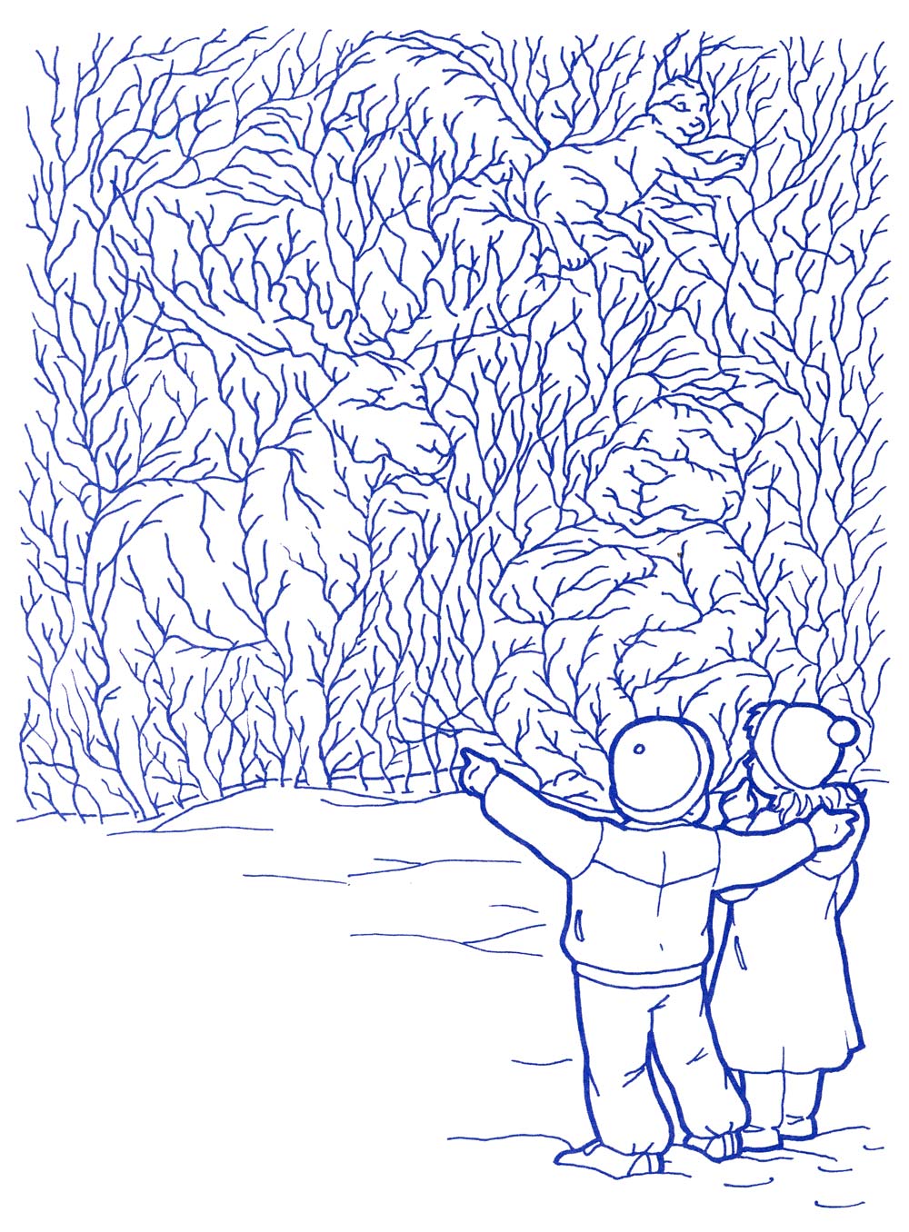 Обучающая раскраска для детей под названием Кто спрятался на картинке?