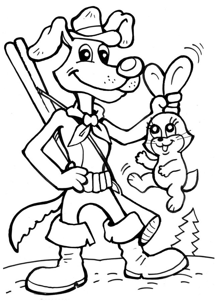 Раскраска для детей. Трое из Простоквашино. Дядя Федор.      