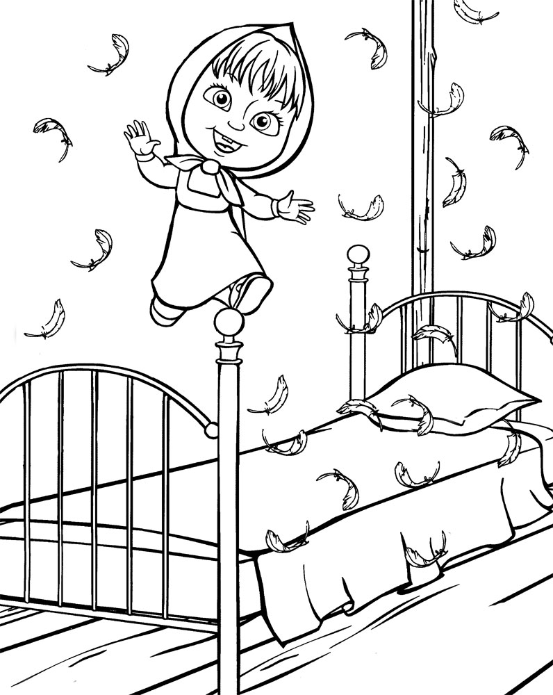 Детские раскраски Маша и медведь. Раскраски для девочек. Маша и медведь.