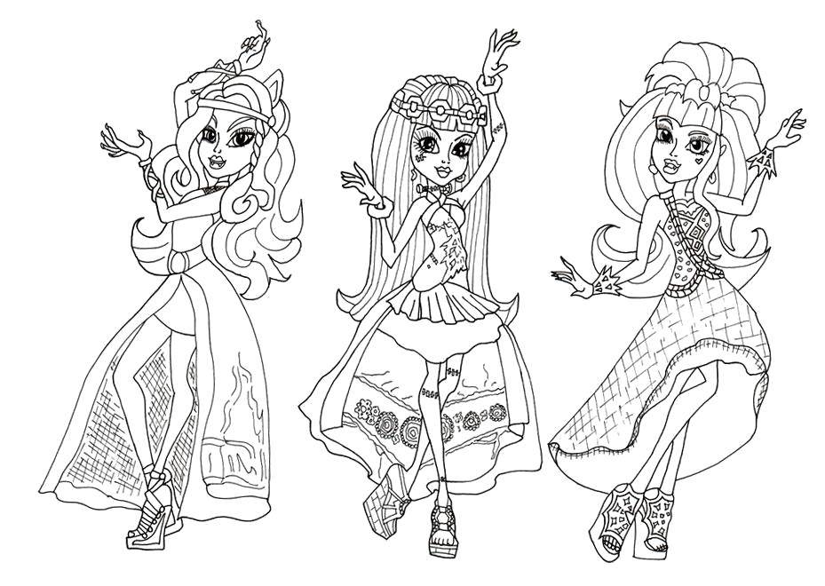 Раскраски для девочек Монстр Хай. Раскрась красивых Монстр Хай.