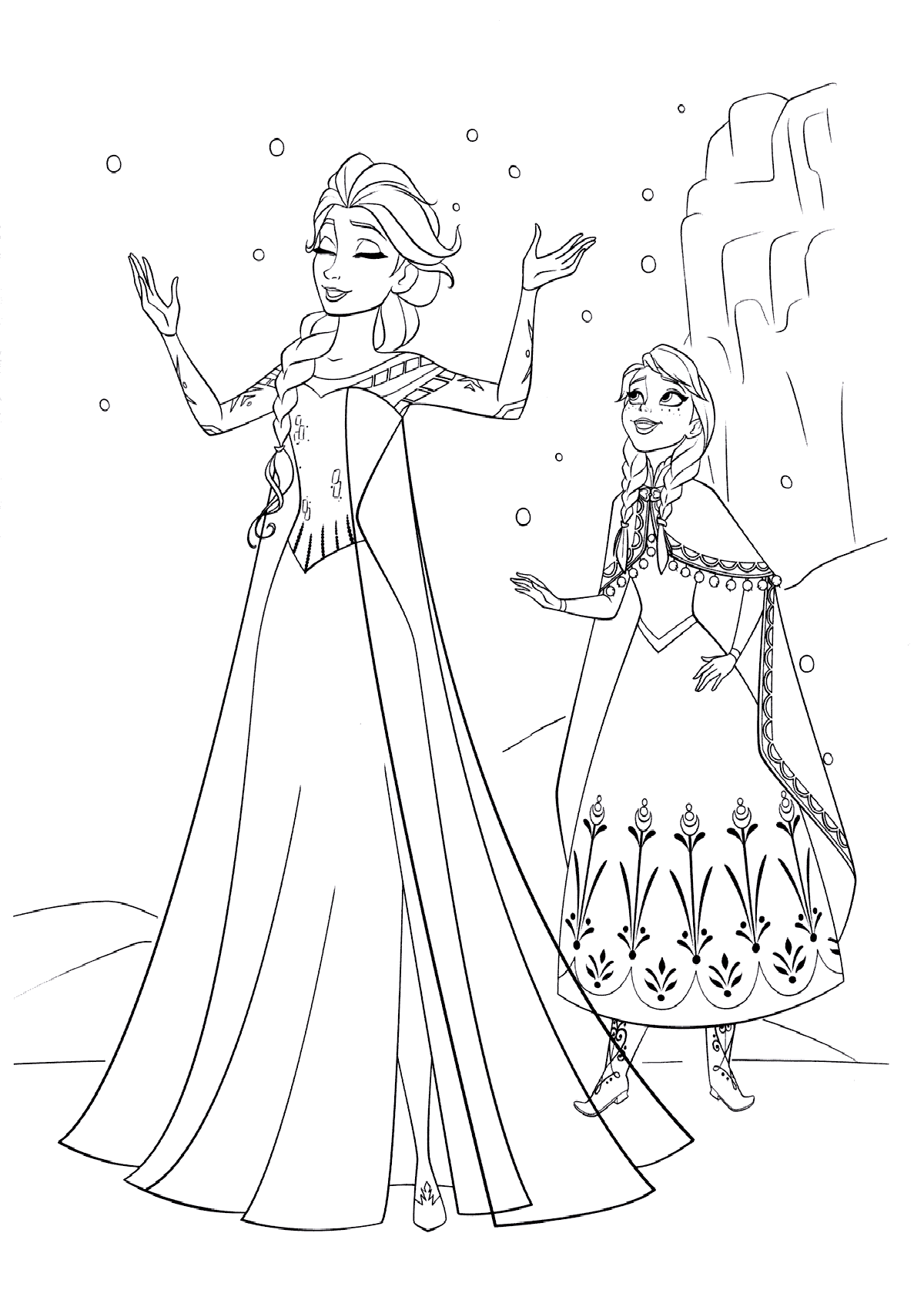 Раскраски для девочек Холодное сердце. Мультфильм про Анну и Эльзу.