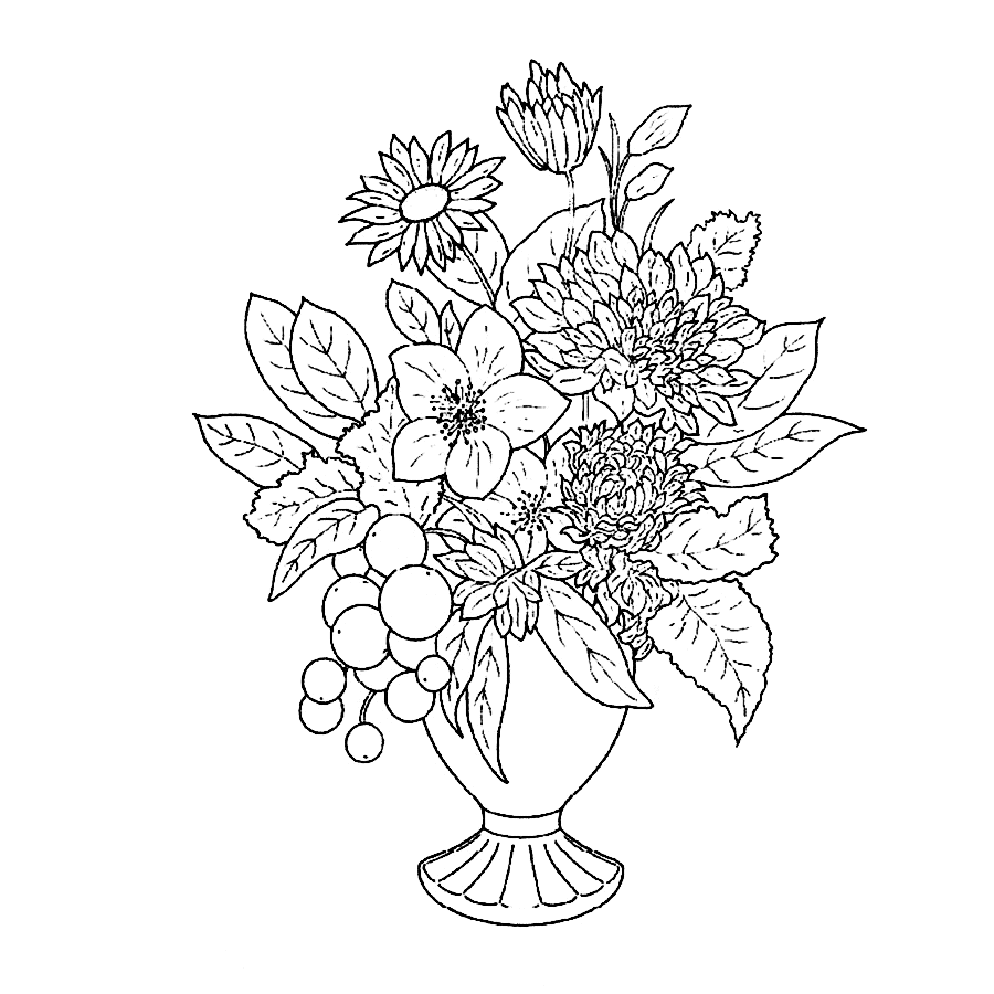 Раскраски букеты для девочек. Букет цветов для мамы. Цветы. 