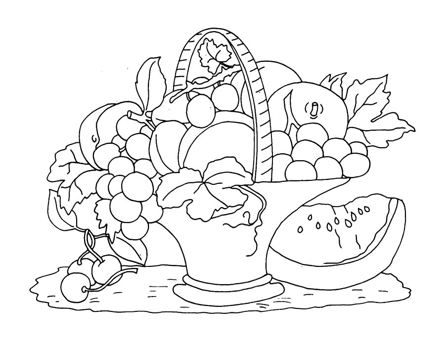 раскраски для детей фрукты. Раскраски для детского сада.    