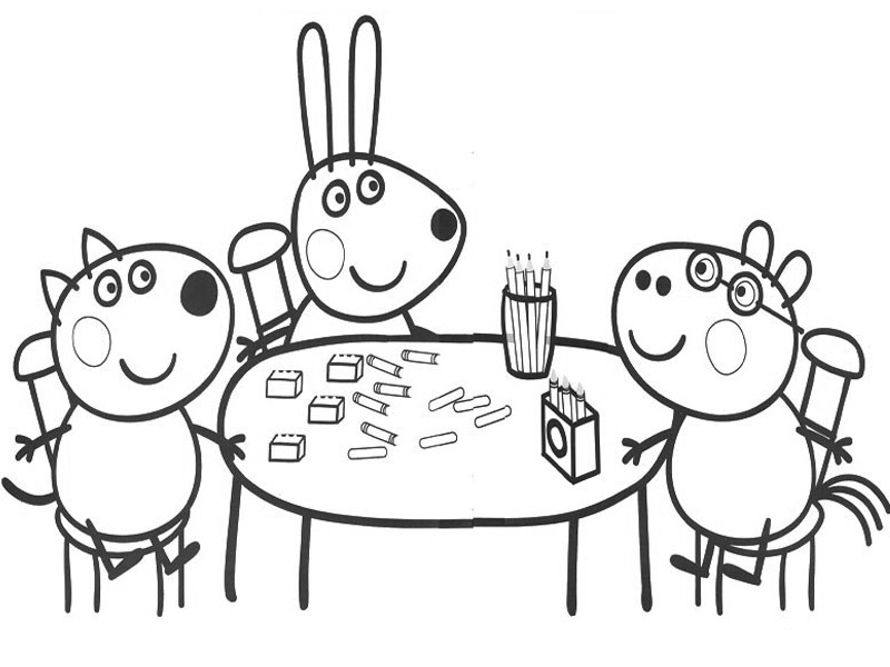 Раскраска Свинка Пеппа и ее семья для девочек.                      