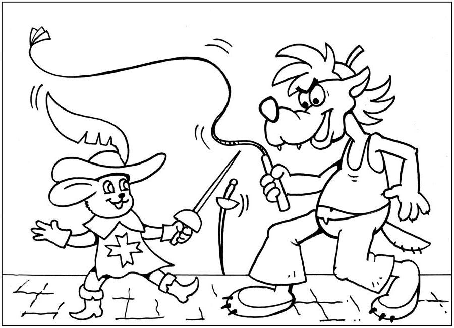 Раскраски для детей по мультфильму ну Погоди. Заяц и Волк.  