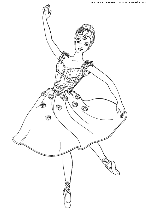 Раскраски для девочек балерины. Тансовщицы. Танец балерин.  