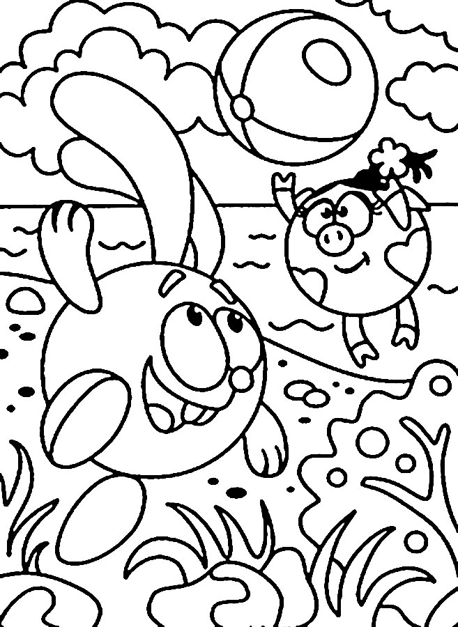 Раскраски для девочек смешарики.                            