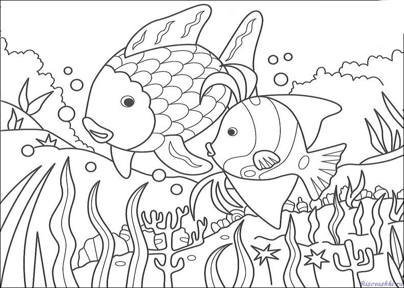 Подводный мир животных. Раскраски для детей. Раскрась акулу.
