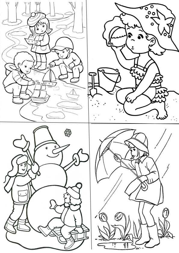 Раскраски времена года для детей и самых маленьких малышей. 