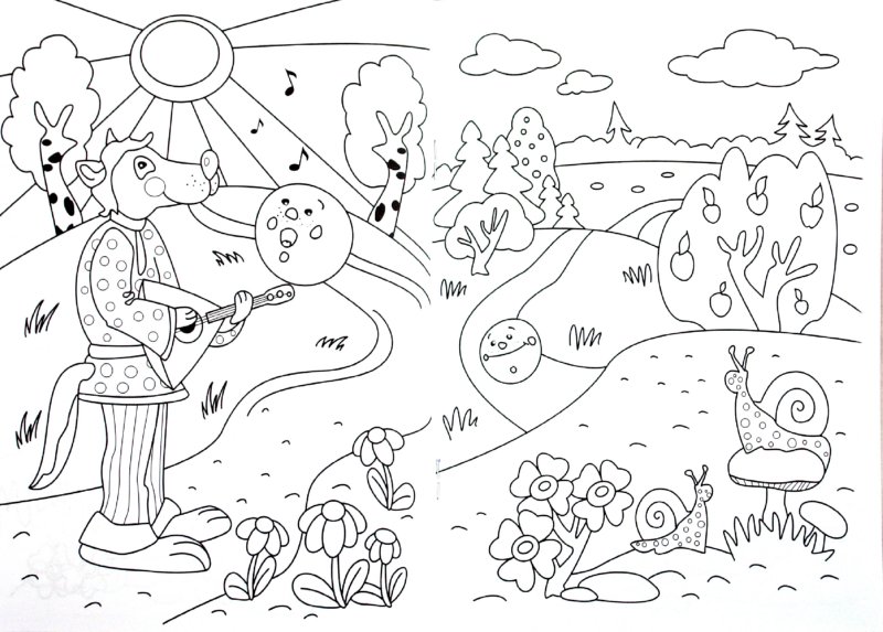 Раскраски из сказки колобок