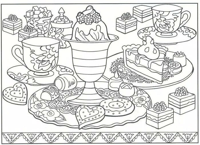 Раскраска для детей праздничный стол. Красивый стол на праздник.