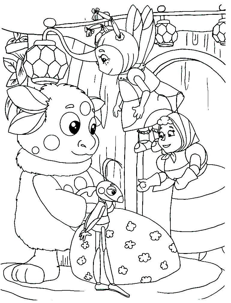 Раскраска для детей лунтик и его лучшие друзья              