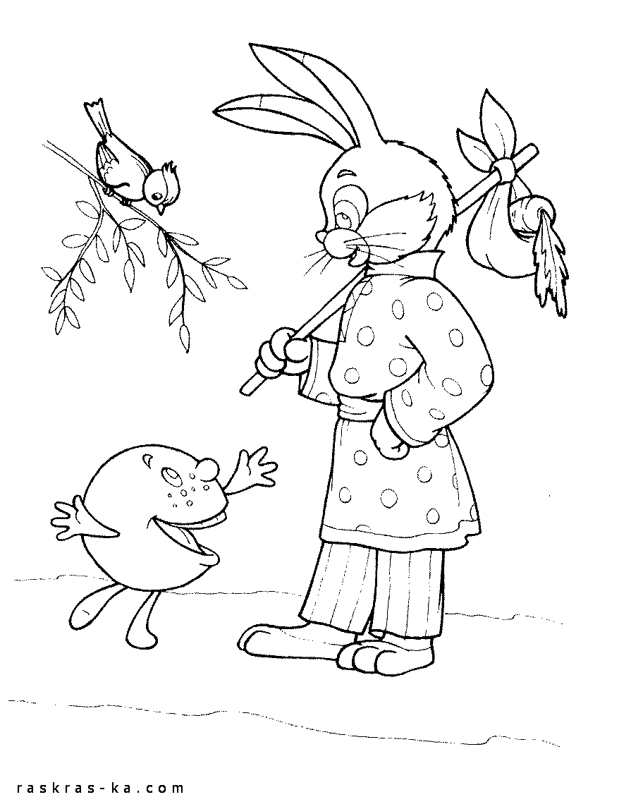 Раскраски из сказки колобок