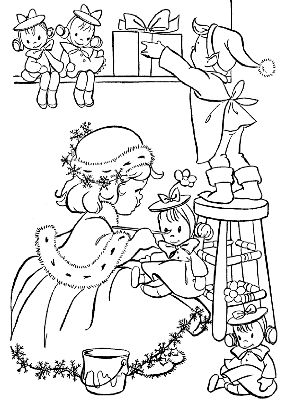 Раскраски Рождество. Рождественская ночь. Праздник.                