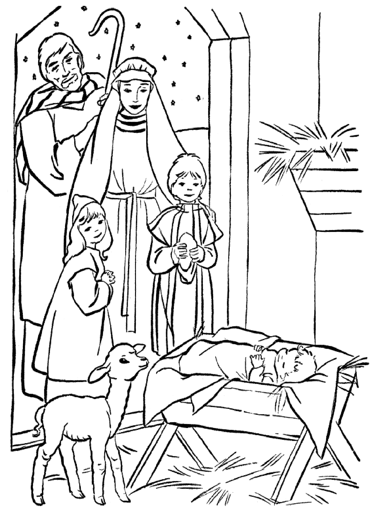 Раскраски Рождество. Рождественская ночь. Праздник.                