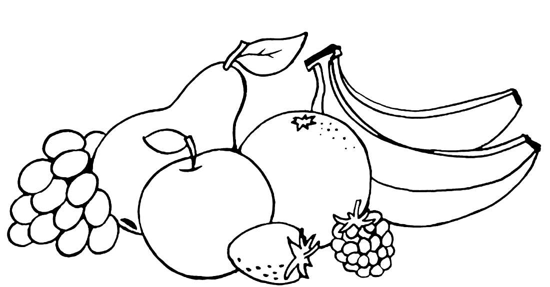 Изучаем фрукты с детьми. Раскрась фрукты. Раскраски для дошкольника.