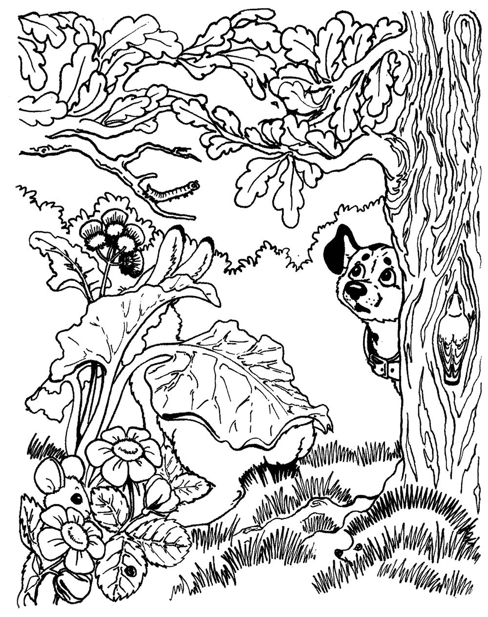 Обучающая раскраска для детей под названием Кто спрятался на картинке?