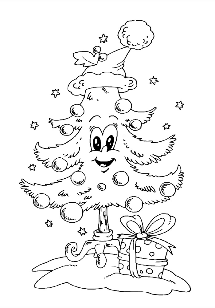 Раскраски новый год. Праздник. Раскрась красивую елку.        