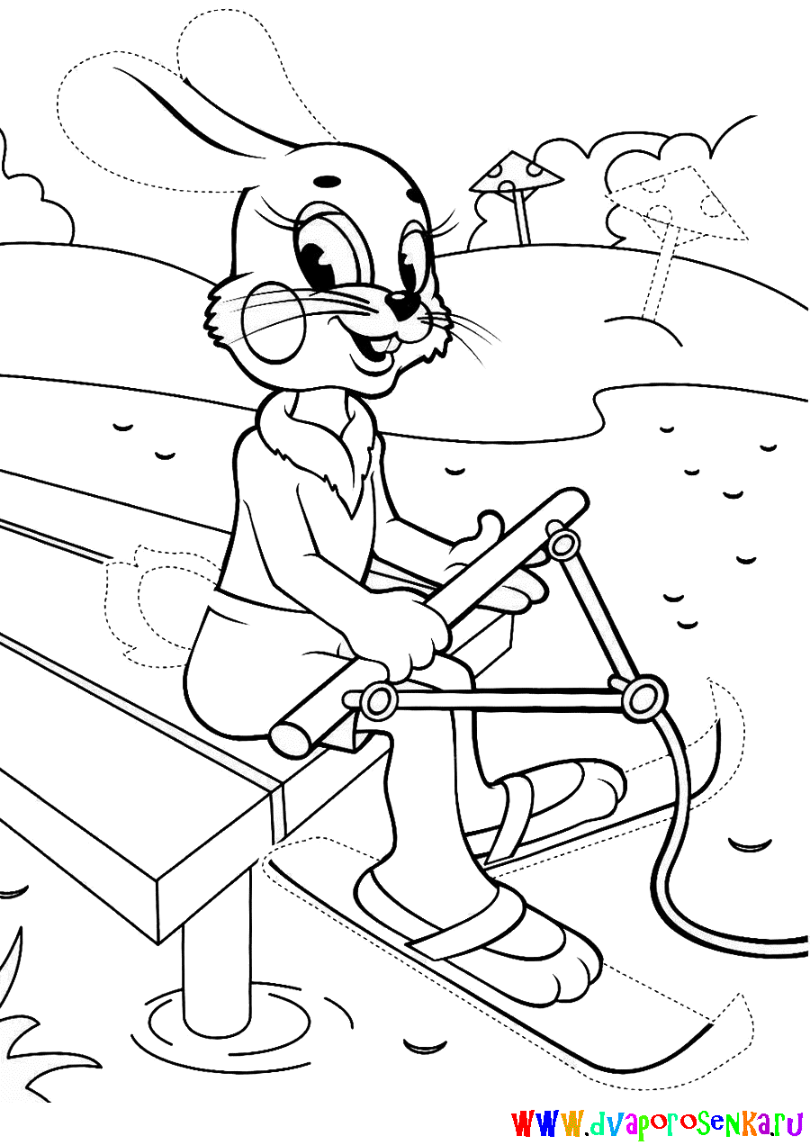 Раскраски для детей по мультфильму ну Погоди. Заяц и Волк.  