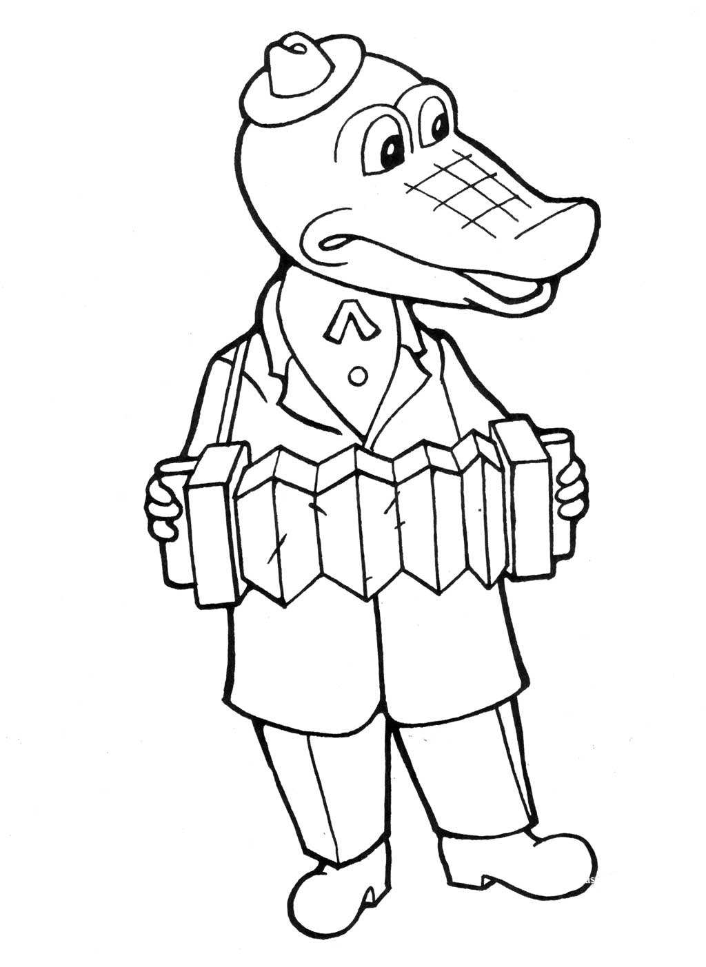 Раскраска для девочек крокодил Гена и чебурашка.             