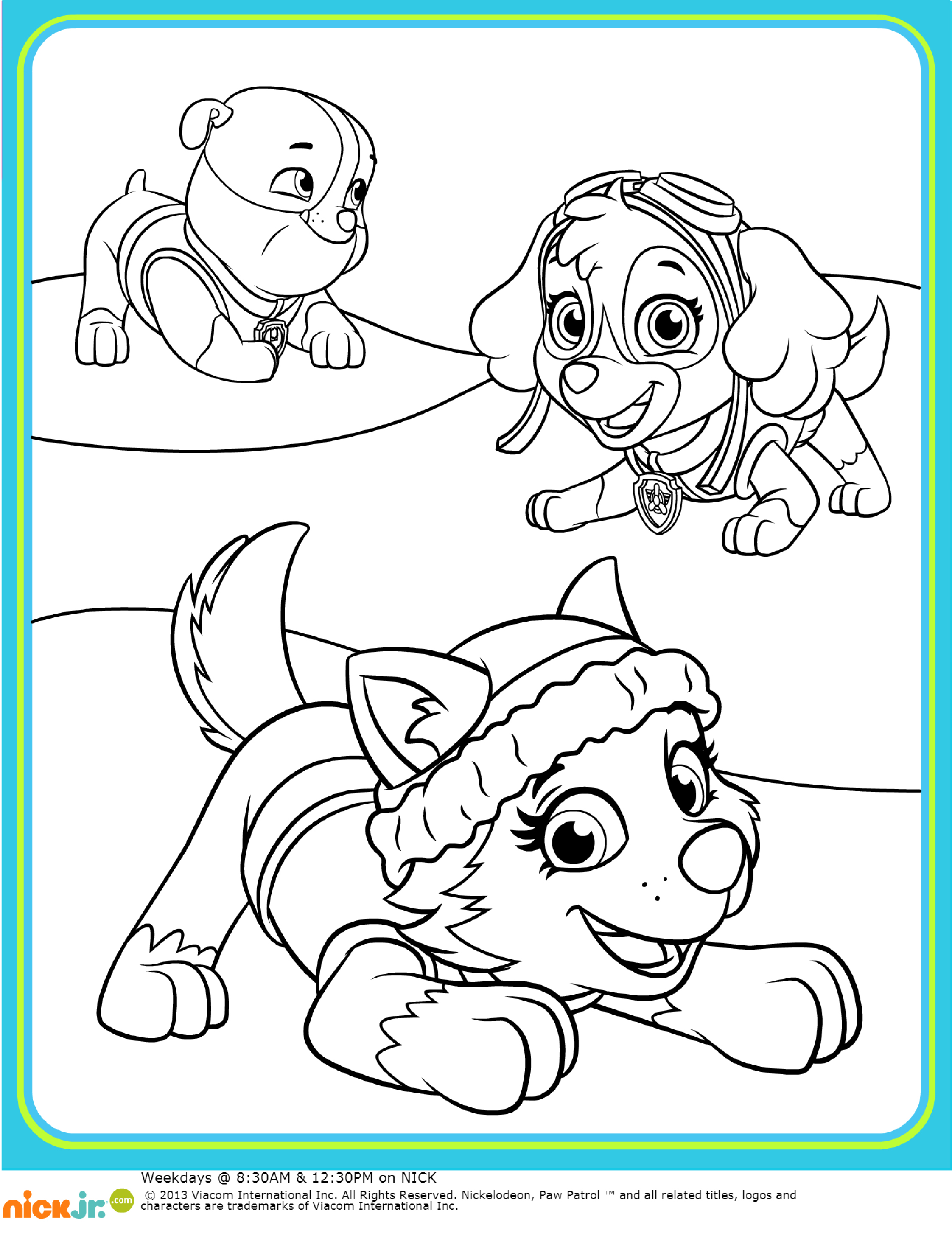 Раскраска для маленьких мальчиков про щенячий патруль. Мультфильм.