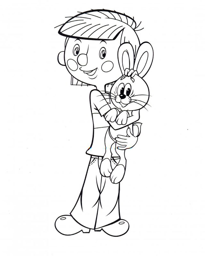 Раскраска для детей. Трое из Простоквашино. Дядя Федор.      