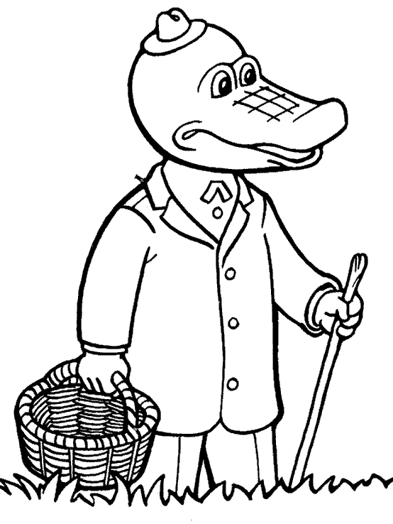 Раскраска для девочек крокодил Гена и чебурашка.             