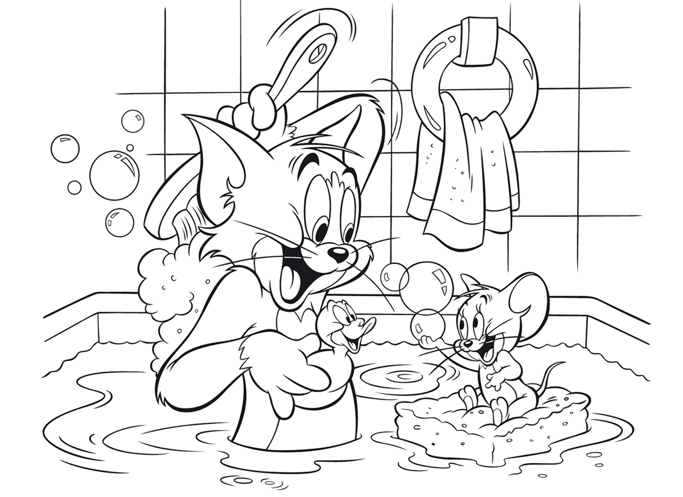 Раскраски для девочек про Кота Тома и мышь Джерри.          