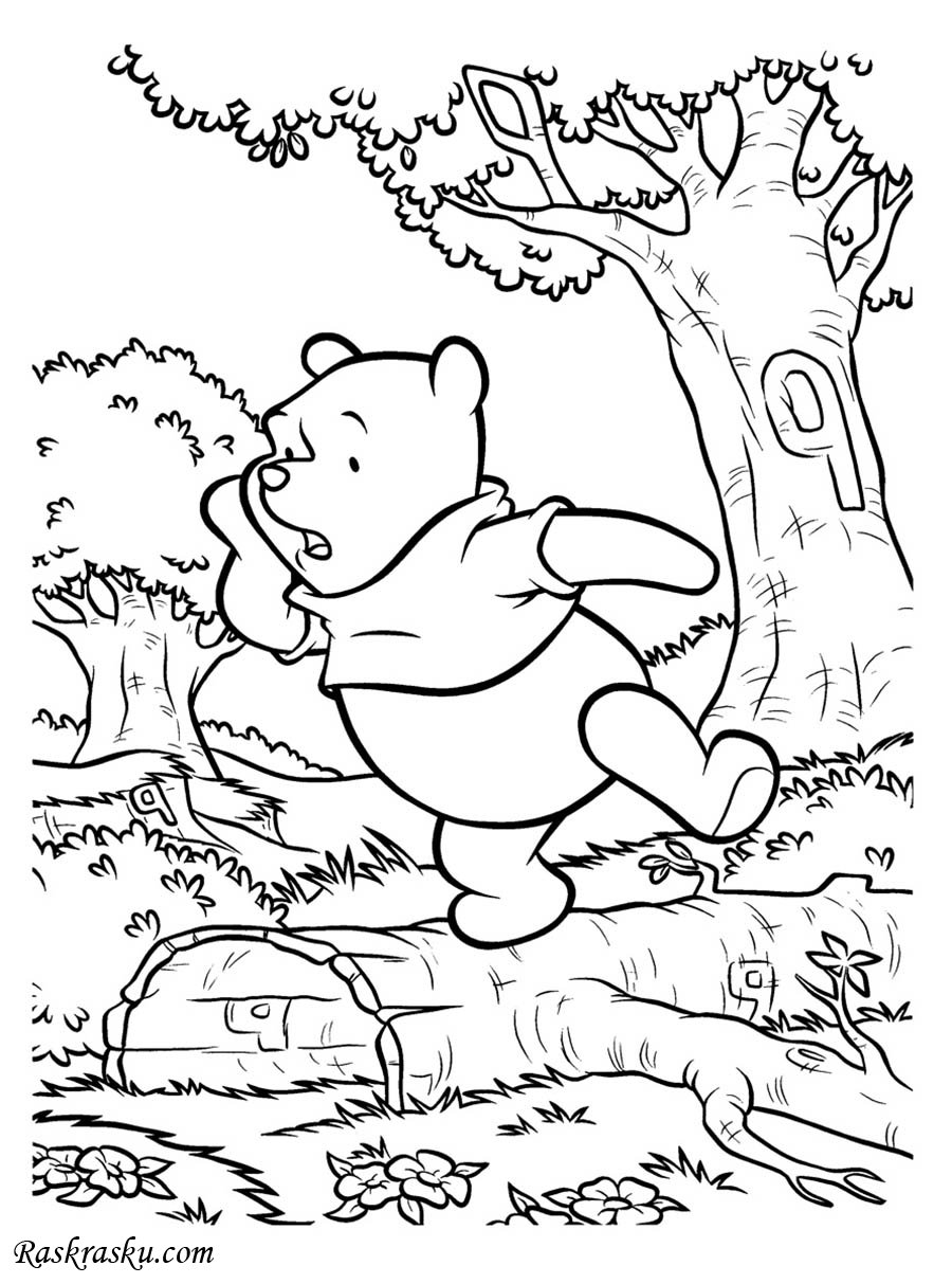 Раскраска для детей Винни Пух , Пятачок и их лучшие друзья.  