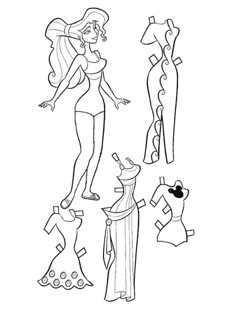 Обучающие раскраски бумажные куклы и их платья. Нужно раскрасить куклу.