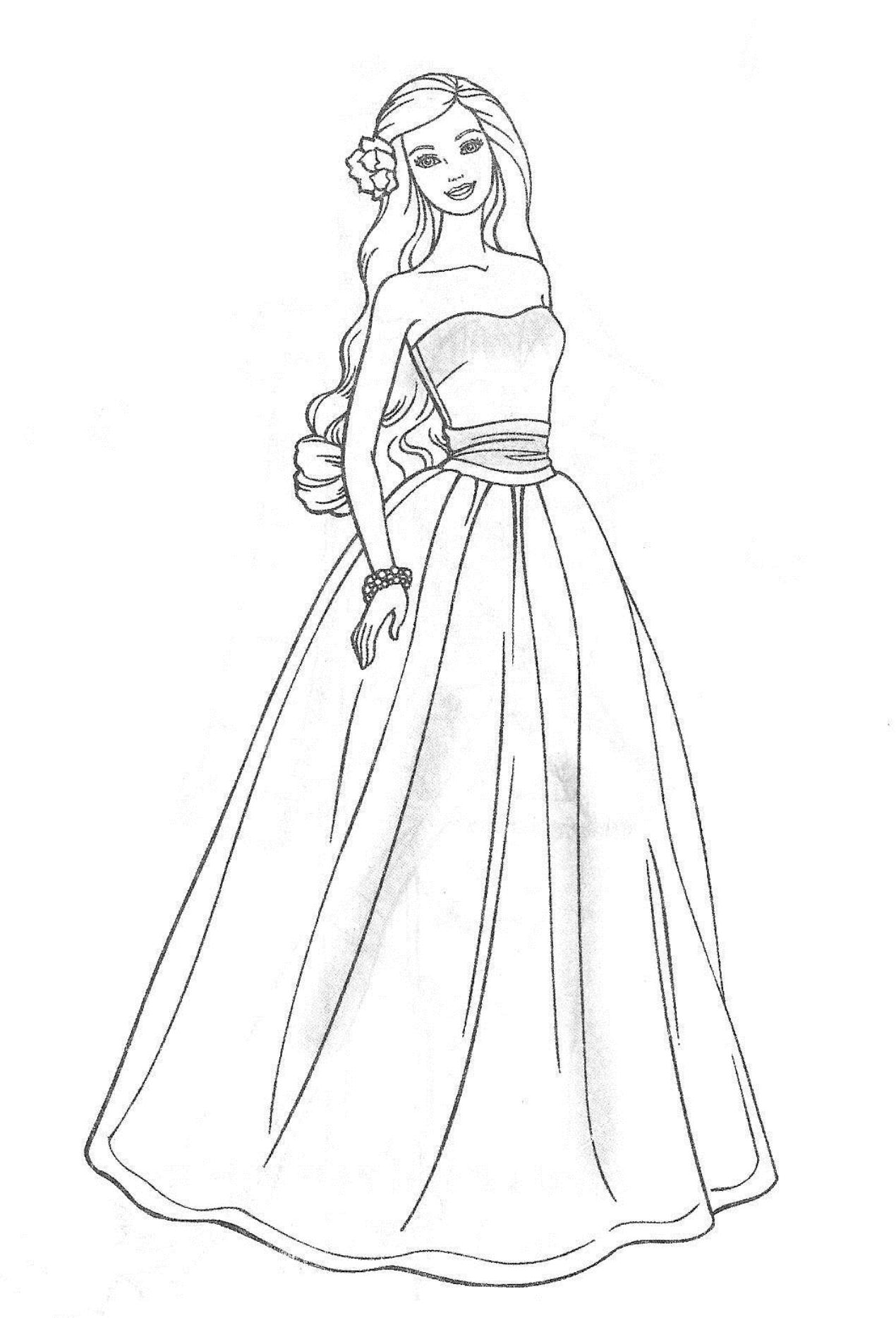 Раскраска барби для девочек. Куклы барби для маленьких принцесс.