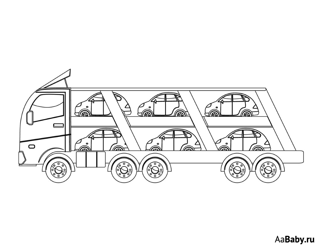 Раскраски грузовые машины для мальчиков. Раскрась грузовики.