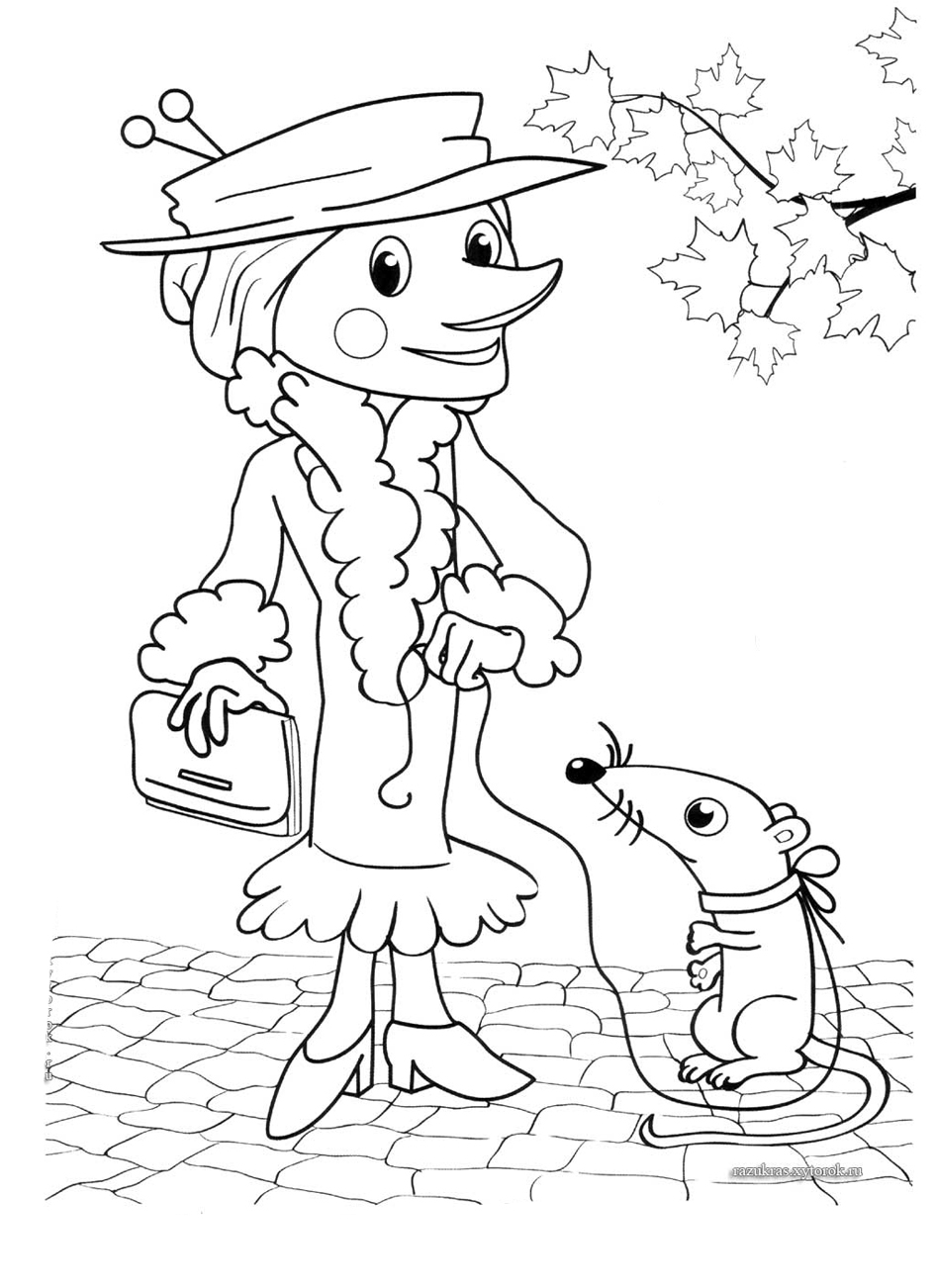 Раскраска для девочек крокодил Гена и чебурашка.             